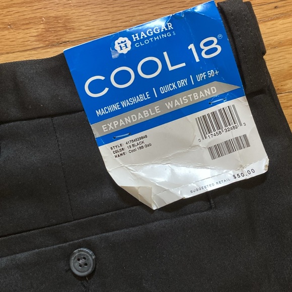 Men Haggar Cool 18 Expandable Waistband black front chino shorts size 54 - NWT - Picture 5 of 10